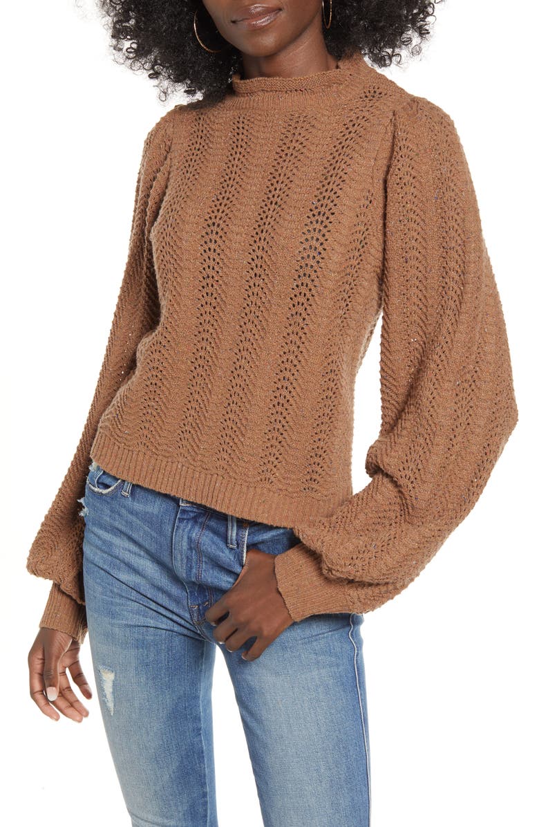 ASTR the Label ASTR Brynn Pointelle Blouson Sleeve Sweater, Main, color,