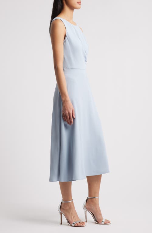 Connected Apparel Sleeveless Pleated Waist A-line Midi Dress In Powder Blue