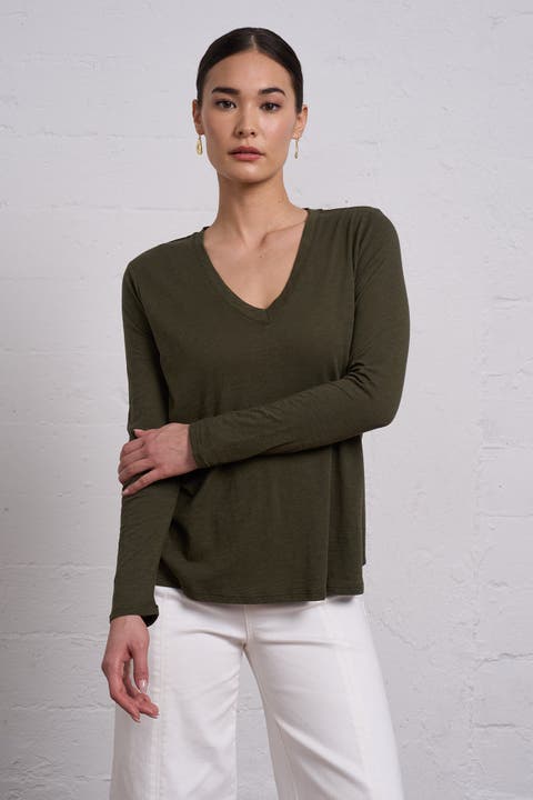 Women's Rayon Slub Embroidered Long Sleeve Shirt – Stylish & Breezy Green