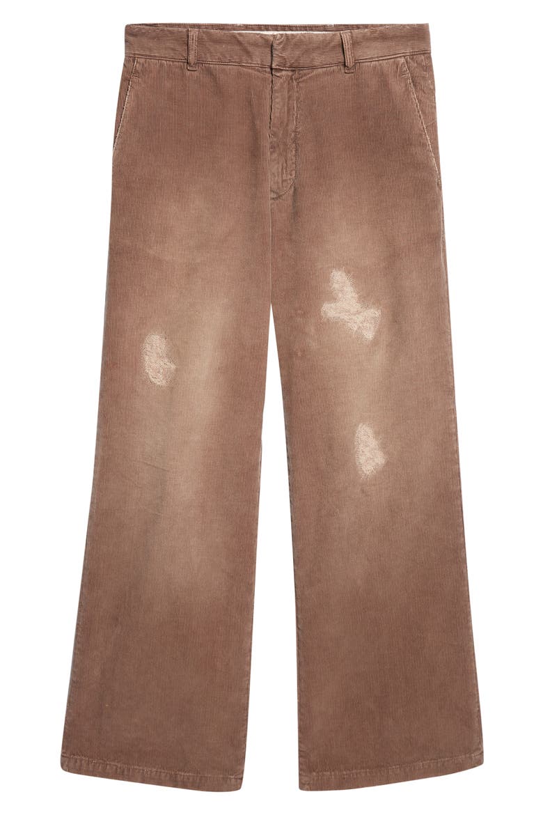 Sune Distressed Corduroy Bootcut Pants, Alternate, color, BROWN