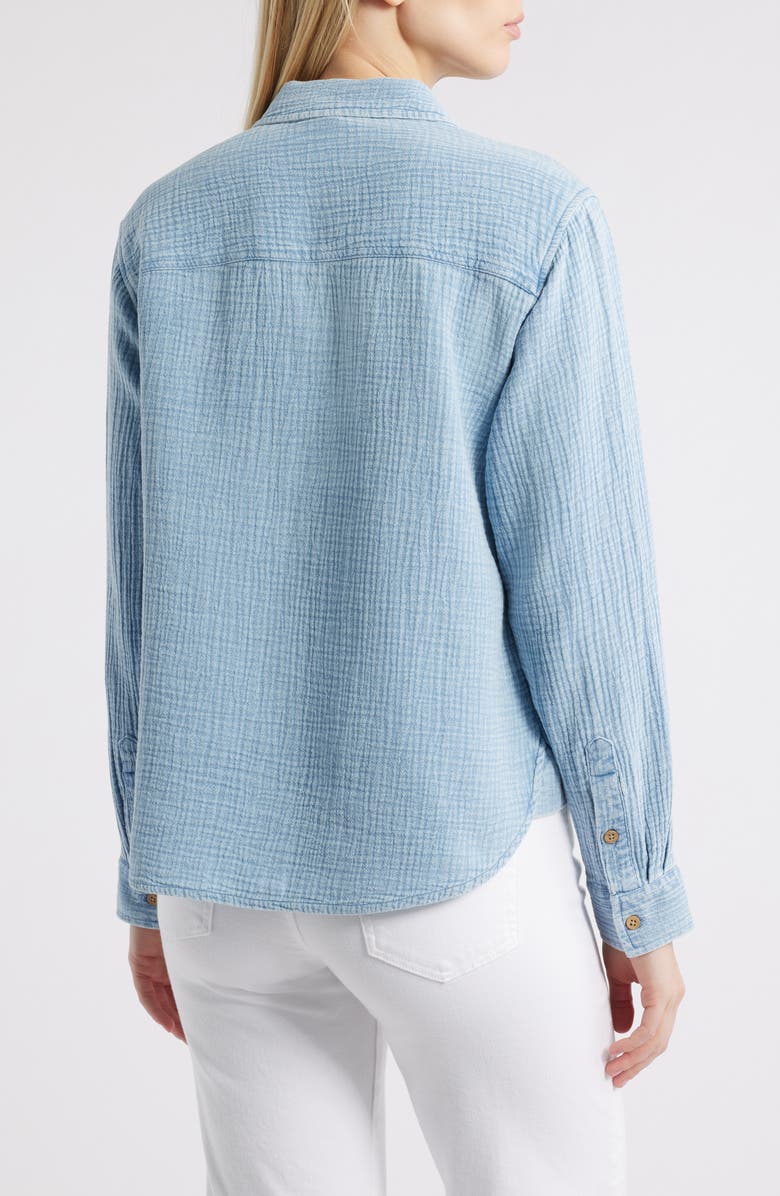 beachlunchlounge Connie Cotton Gauze Button-Up Shirt, Alternate, color, Blue Acid Wash