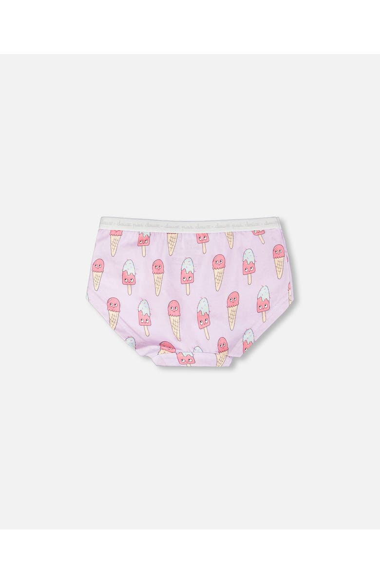 Deux par Deux Organic Cotton Ice Creams Boyshort Panty, Alternate, color, Lilac Printed Ice Creams
