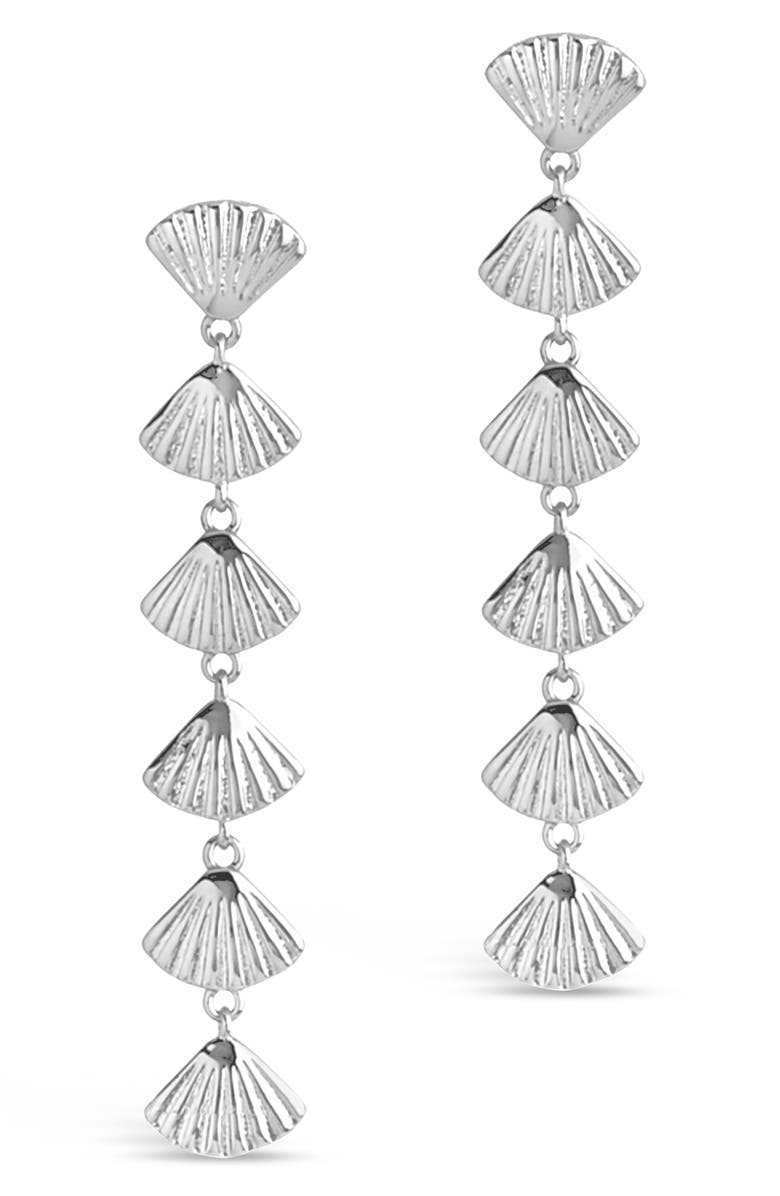 Sterling Forever Scallop Shell Linear Drop Earrings, Alternate, color, Silver