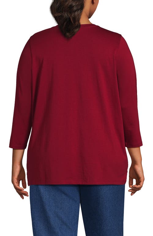 Lands' End 3/4 Sleeve Cotton Supima Tunic In Burgundy