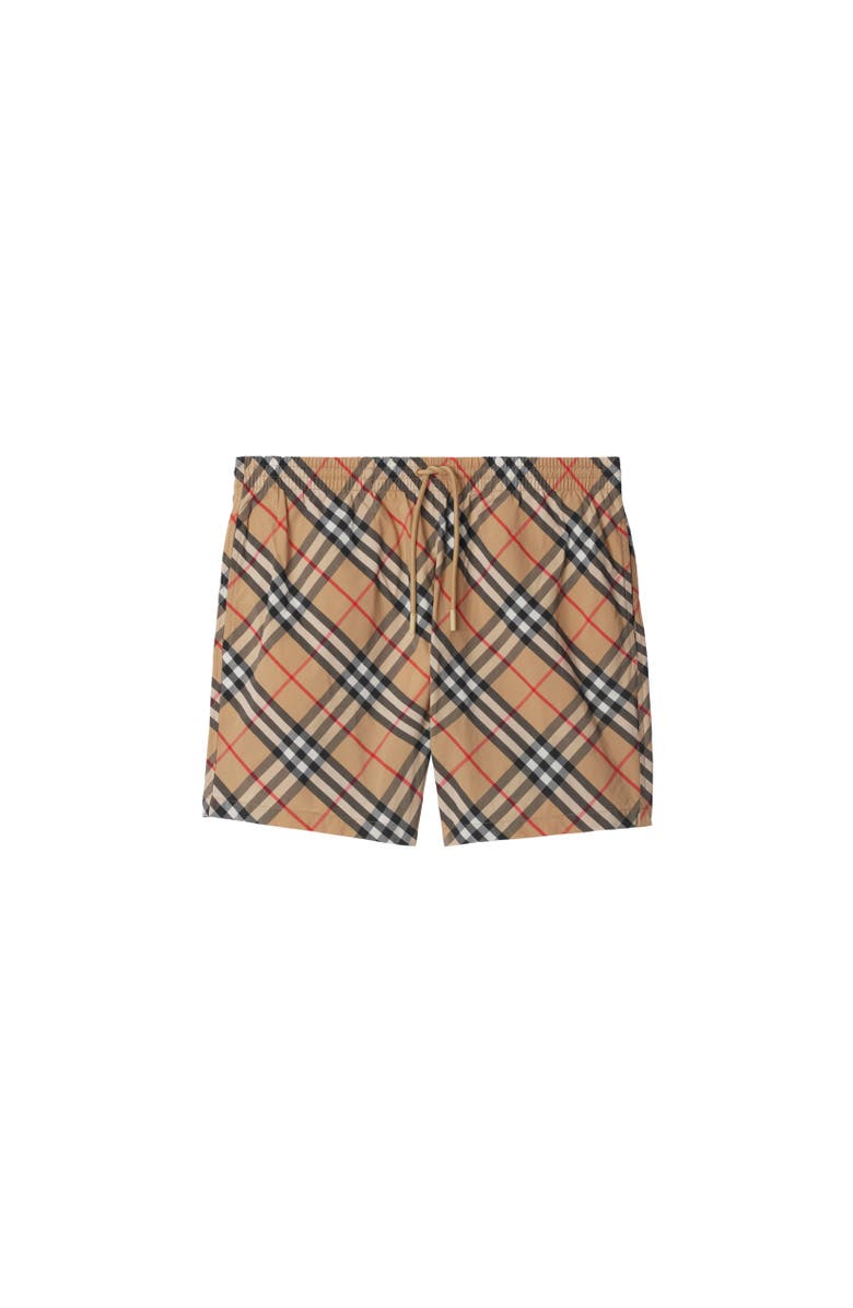 Burberry Check Swim Shorts, Alternate, color, Sand