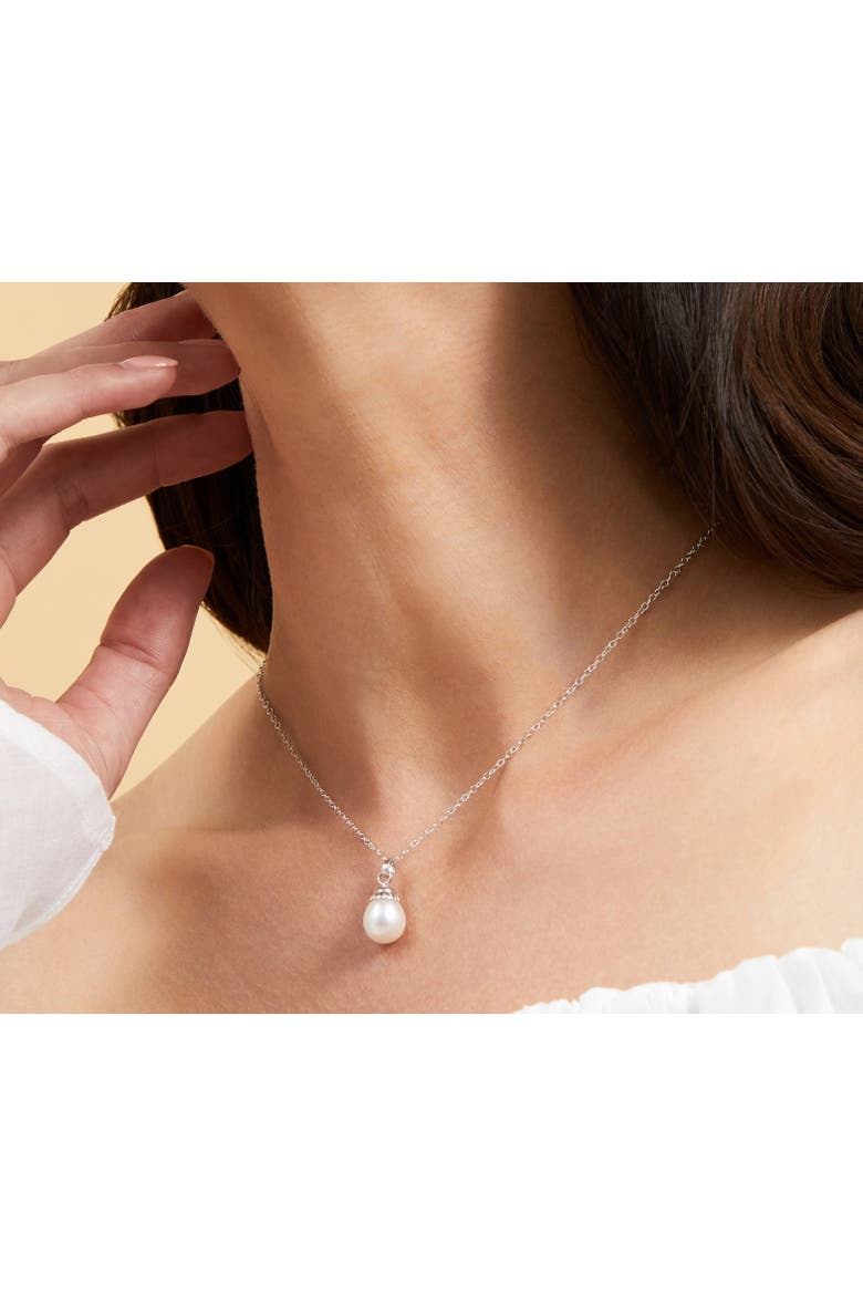 14K Gold White Freshwater Cultured Pearl Devon Pendant, Alternate, color, White Gold