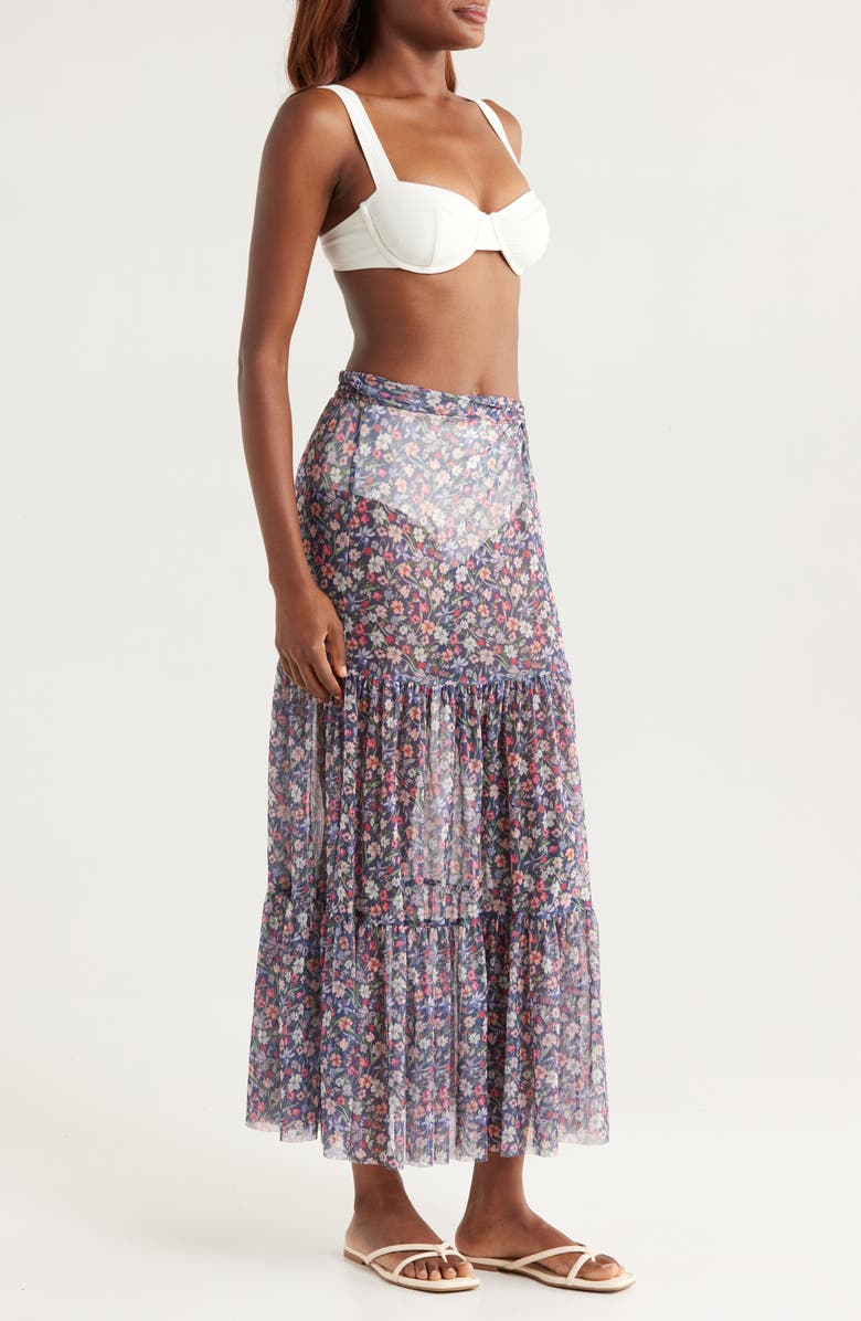 Hutch Sheer Cover-Up Maxi Skirt, Alternate, color, Navy Garden