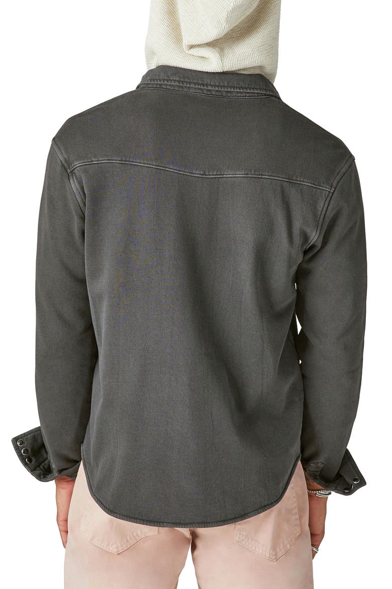 French Terry Snap-Up Western Shirt, Alternate, color, JET BLACK