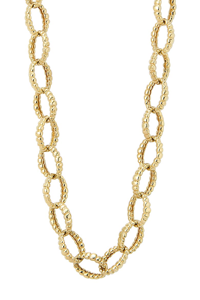 Caviar Gold Fluted Oval Link Necklace, Main, color, GOLD