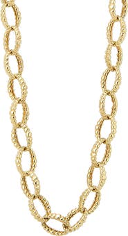 LAGOS Caviar Gold Fluted Oval Link Necklace