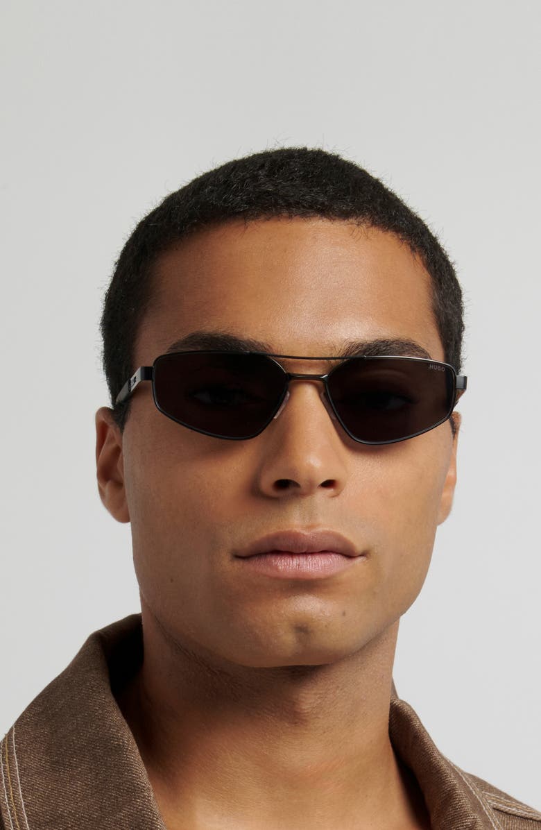 HUGO 58mm Rectangular Geometric Sunglasses, Alternate, color, 