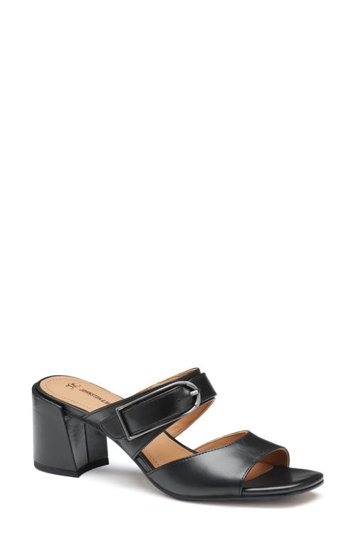 Johnston & Murphy Everly Buckle Slide Sandal In Black Calfskin