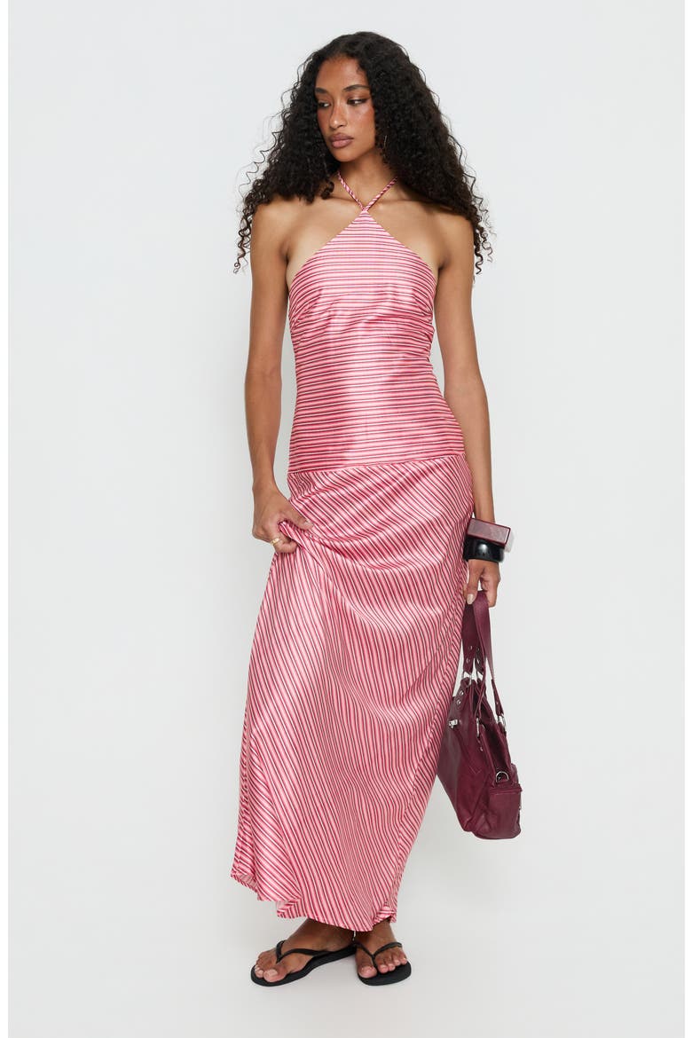 Bellamissimo Halter Maxi Dress, Alternate, color, PINK STRIPE