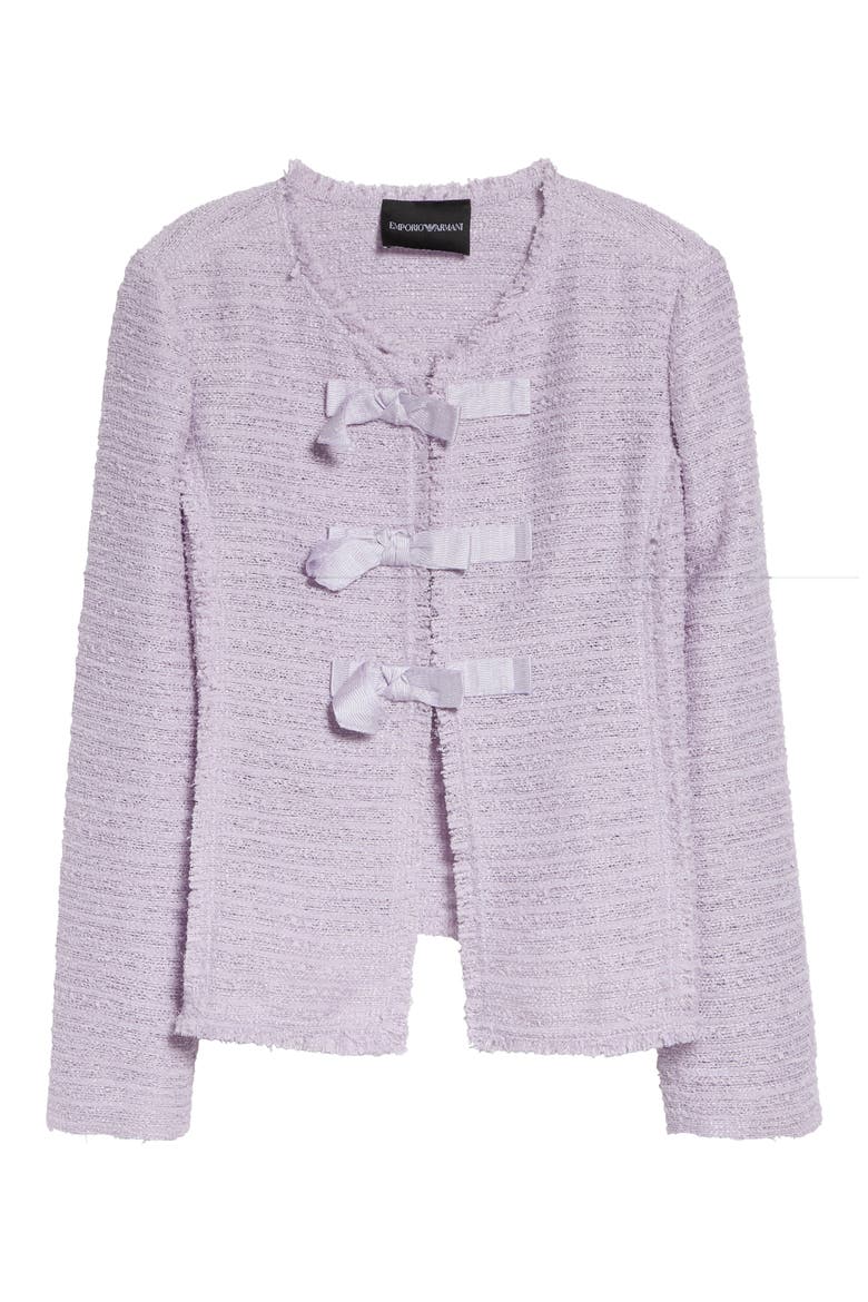 Bow Detail Tweed Jacket, Main, color, LILAC