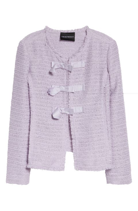 Bow Detail Tweed Jacket