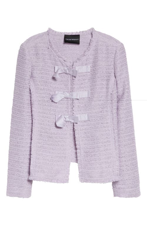 Emporio Armani Bow Detail Tweed Jacket in Lilac at Nordstrom, Size 48