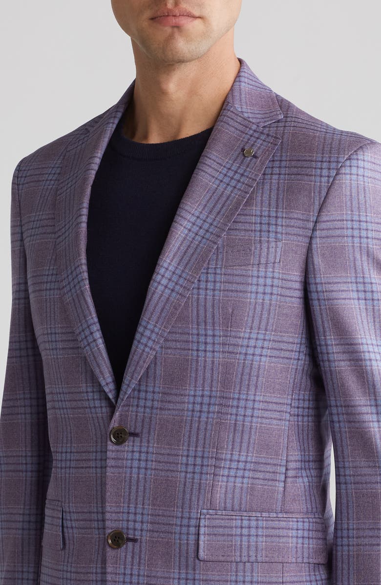 Ted Baker London Jay Slim Fit Windowpane Check Blazer, Alternate, color, Berry