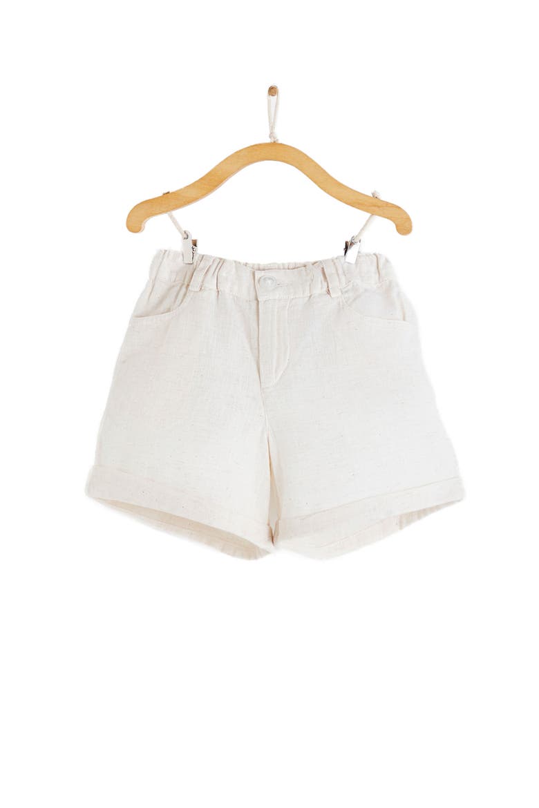 Premium Cotton Linen Bermuda for Infant, Main, color, Ivory