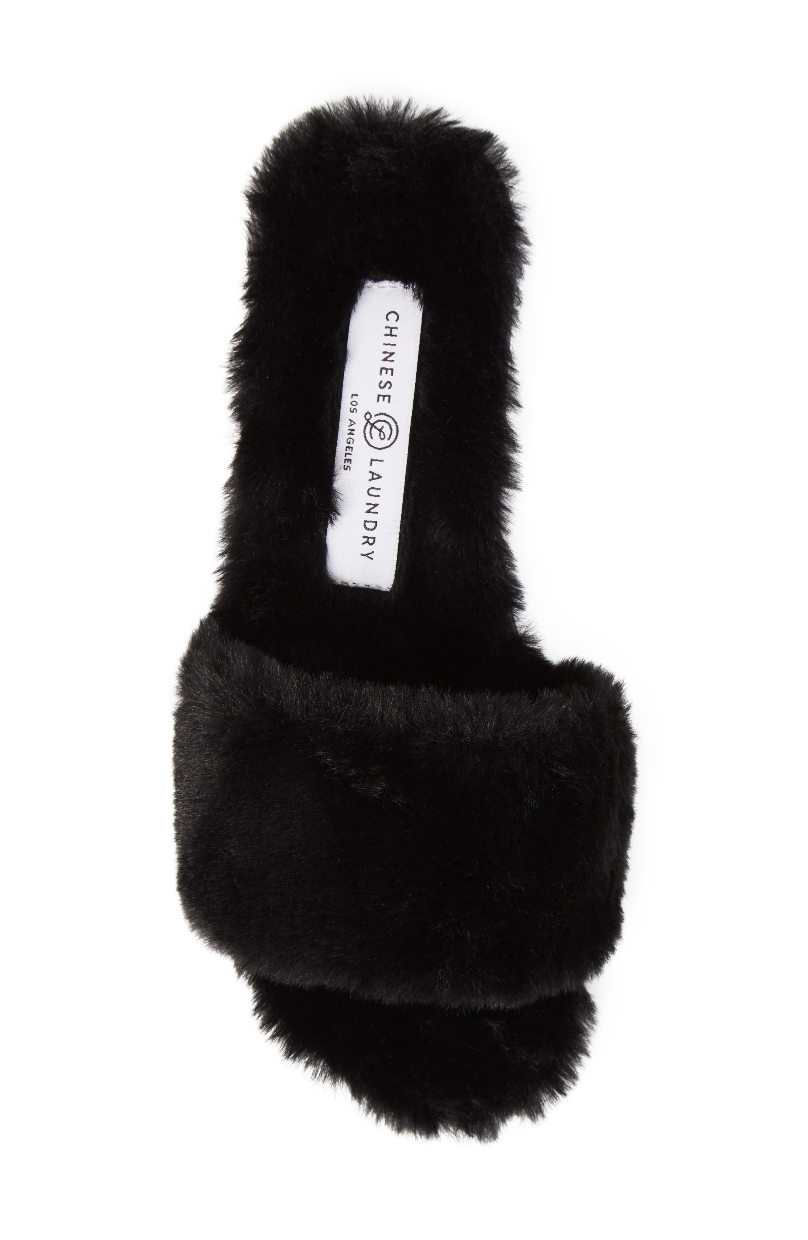 Chinese Laundry Mulholland Faux Fur Slide Sandal, Alternate, color, Black