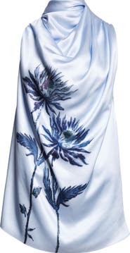 Altuzarra Sleary Floral Draped Silk Satin Top