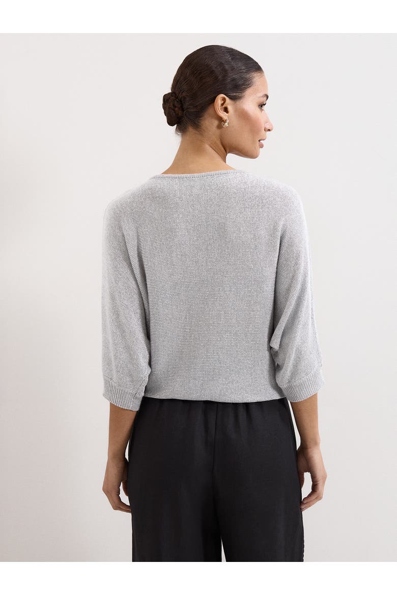 Cristine Metallic Knitted Jumper, Alternate, color, Silver