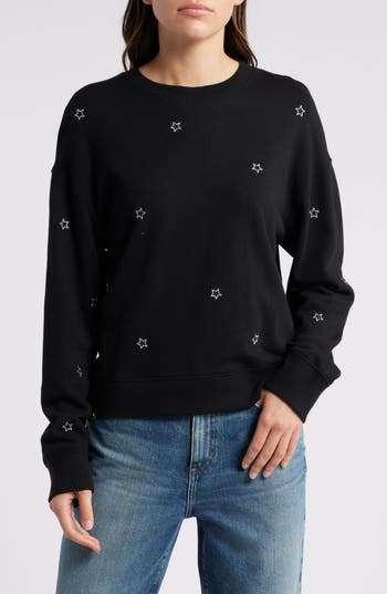 Rails Ramona Star Embroidered Wool Blend Sweatshirt In Black/silver Star