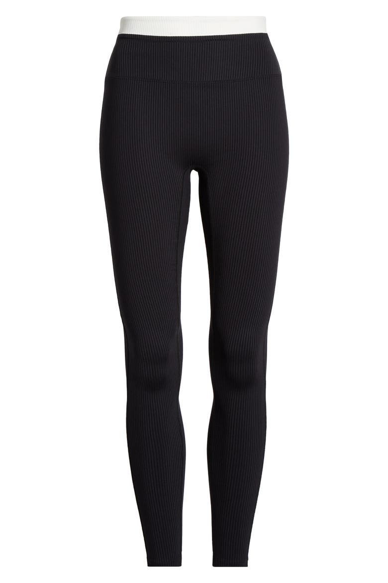 Ribbed Layered Leggings, Alternate, color, BLACK/WHITE