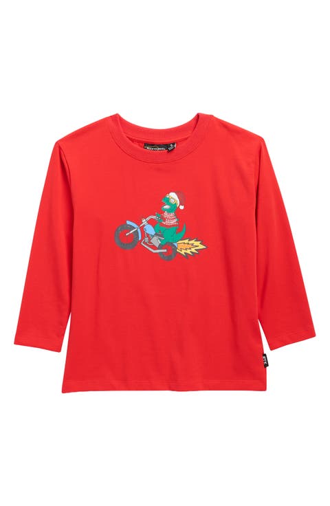 Kids' Christmas T-Rex Long Sleeve Graphic T-Shirt (Toddler, Little Kid & Big Kid)