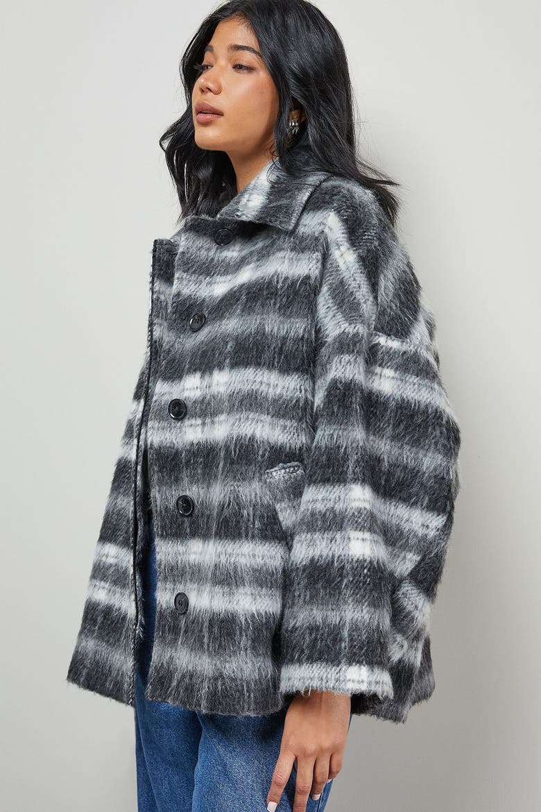 Check Oversized Short Car Coat, Alternate, color, Multi