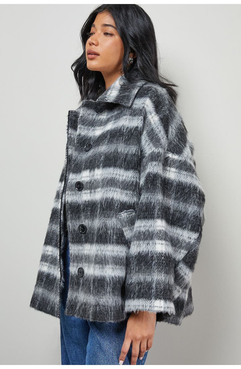 Warehouse Check Oversized Short Car Coat, Alternate, color, Multi