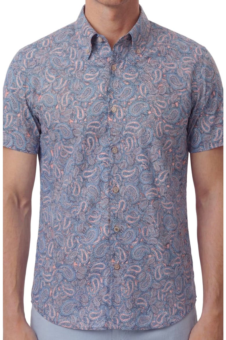 Paisley Pile Mens Printed Button Up Shirt, Alternate, color, PAISLEY PILE CORAL
