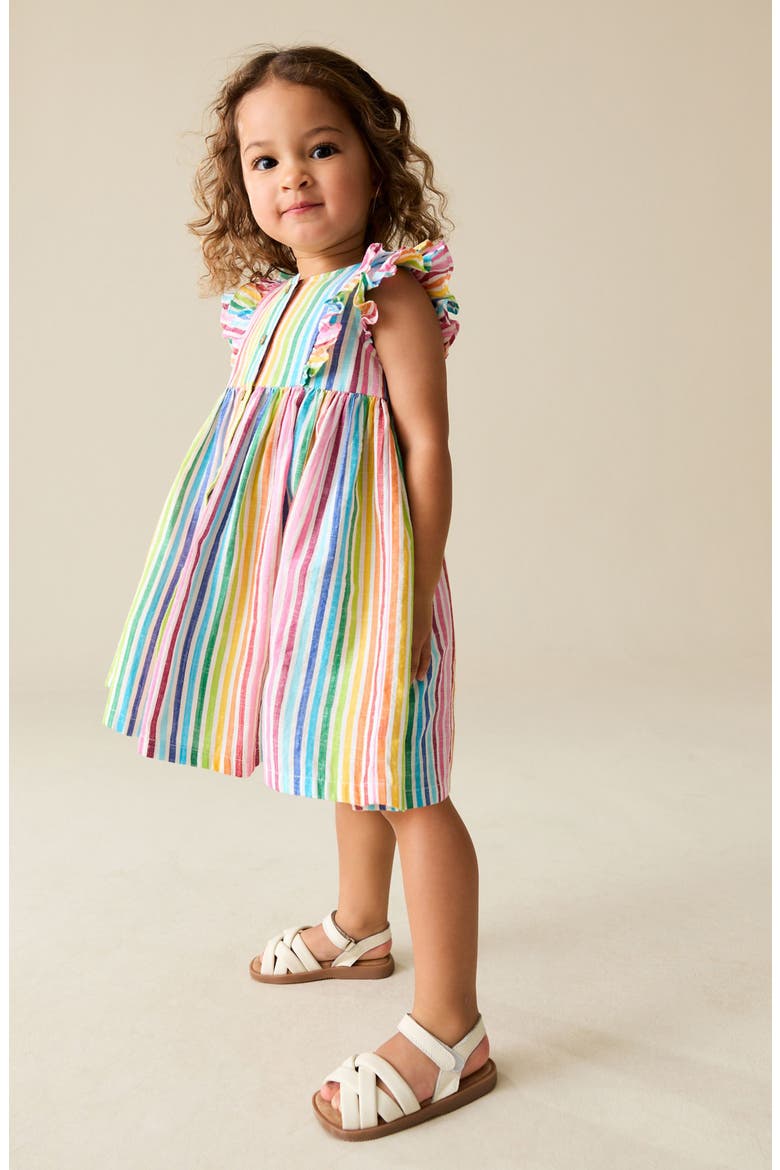 Kids' Rainbow Stripe Cotton Dress, Alternate, color, PINK MULTI