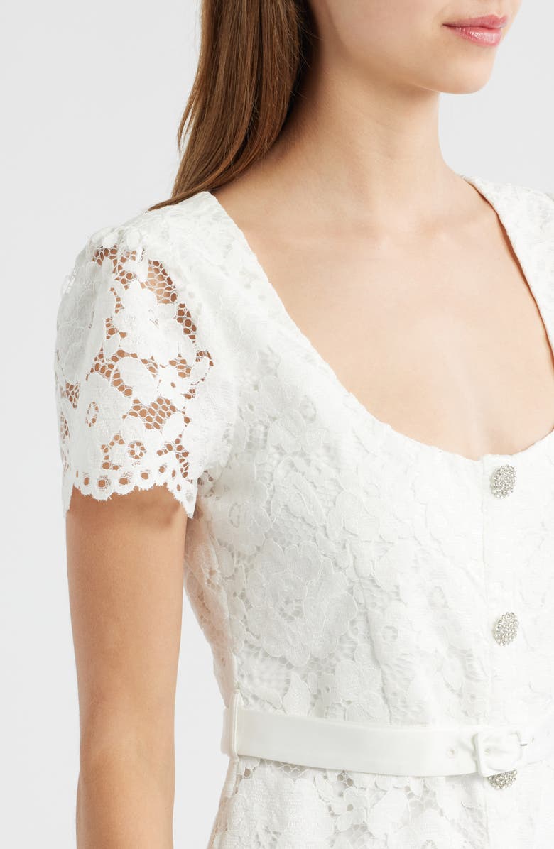 LIKELY Dilana Belted Lace Dress, Alternate, color, White