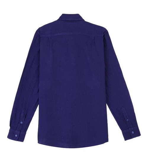 Vilebrequin Solid Linen Shirt In Minuit