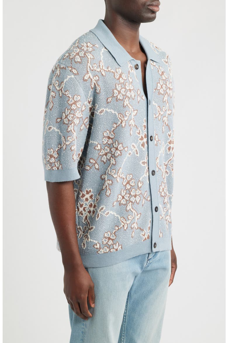 Trellis Cotton Jacquard Sweater, Alternate, color, LIGHT BLUE
