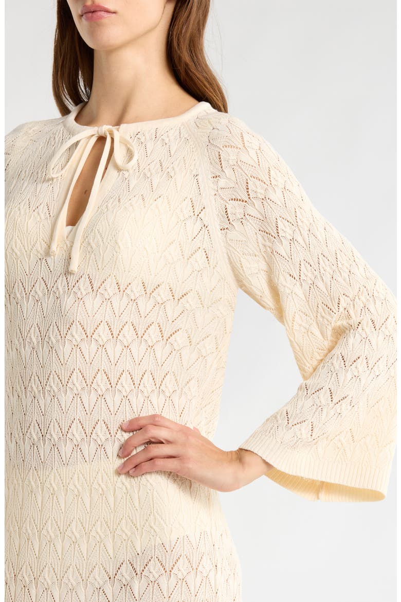 Pointelle Cover-Up Midi Sweater Dress, Alternate, color, NATURAL