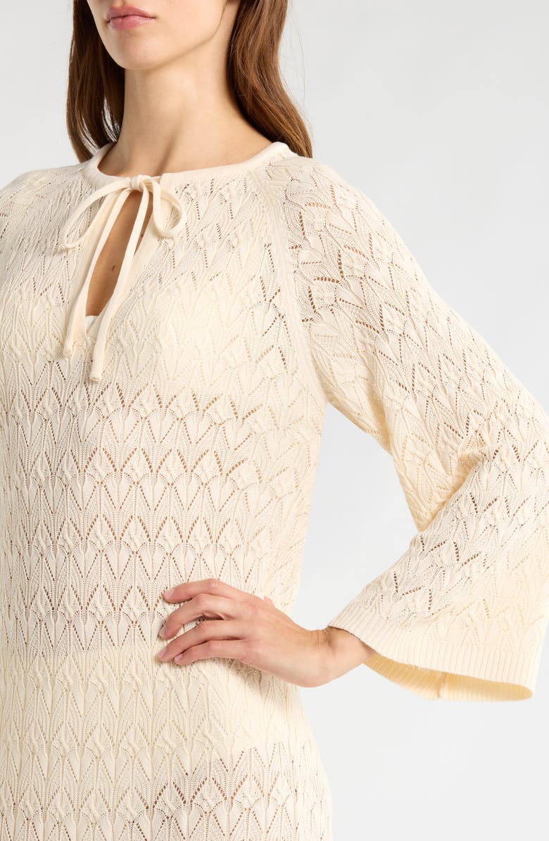 Elan Pointelle Cover-Up Midi Sweater Dress, Alternate, color, Natural