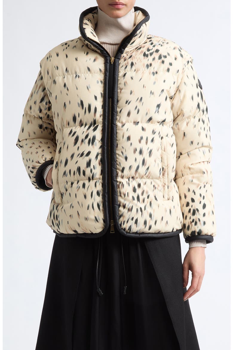 Rayonnant Animal Print Quilted Puffer Jacket, Main, color, WHITE ANIMALIER