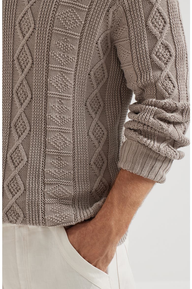 Fisherman's cable sweater, Alternate, color, Brown