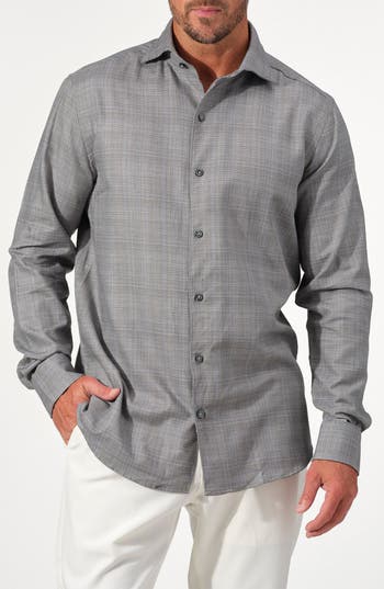 Studio Garnet Los Angeles Textured Cotton Button-up Shirt In Gray