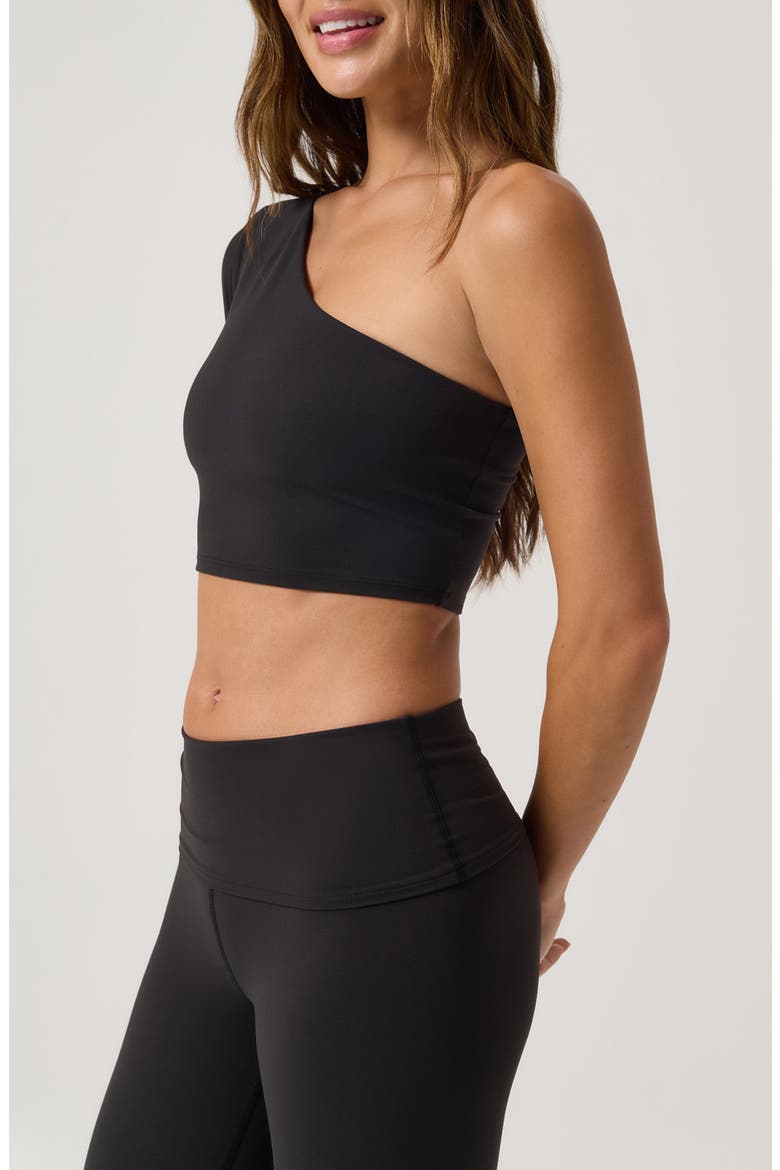 Reece One-Shoulder Sports Bra, Alternate, color, BLACK
