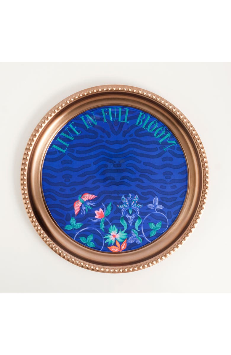 Zsa Zsa Zsu Nanpur Patterned Round Metal Decorative Tray 14X14 In, Main, color, Blue