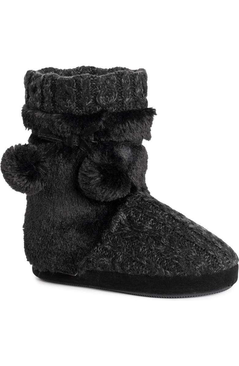 MUK LUKS Delanie Faux Fur Pompom Knit Boot, Main, color,
