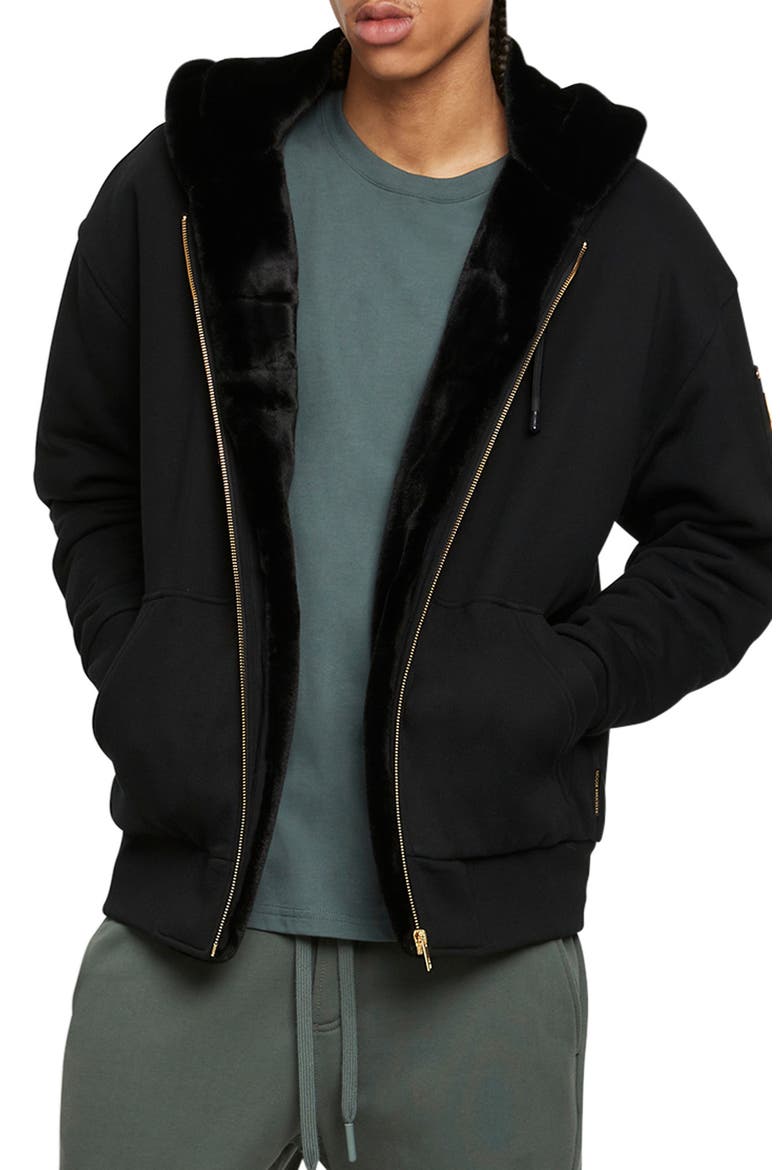Linden Bunny Jacket with Removable Faux Fur Lining, Main, color, BLACK