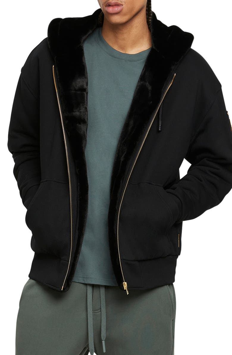 Moose Knuckles Linden Bunny Jacket with Removable Faux Fur Lining, Main, color, Black