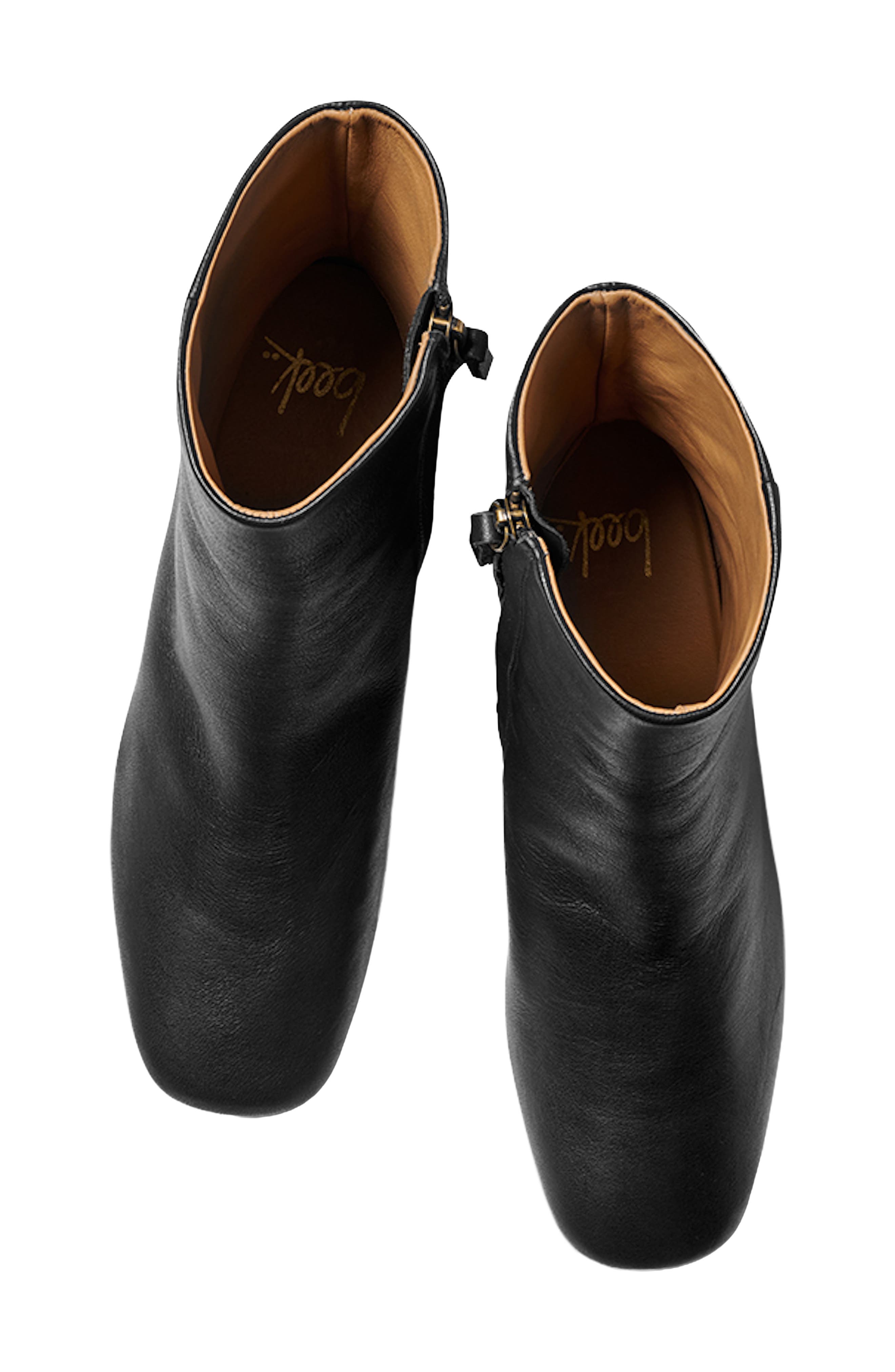 Raven Leather Bootie, Alternate, color, BLACK