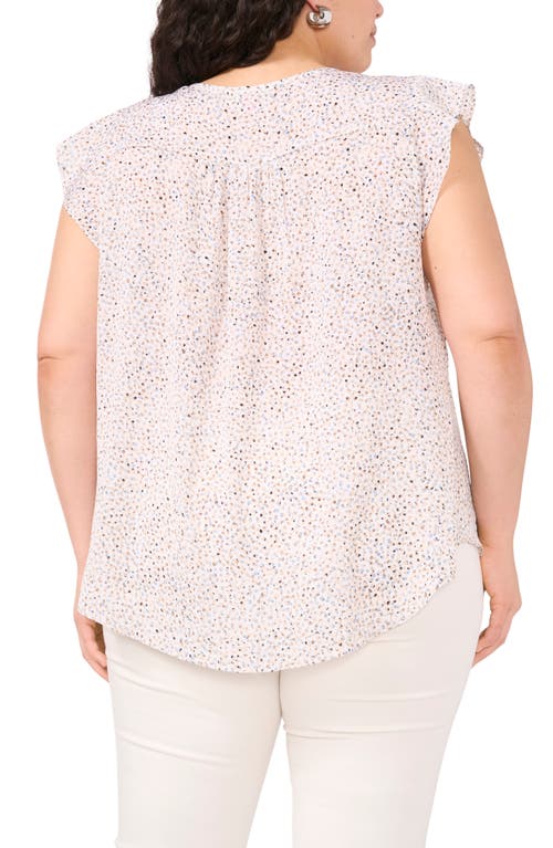 Vince Camuto Floral Ruffle Cap Sleeve Top In New Ivory