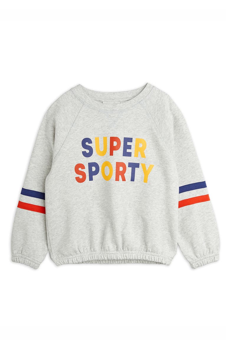 Mini Rodini Kids' Super Sporty Organic Cotton Crewneck Sweatshirt, Main, color, Grey