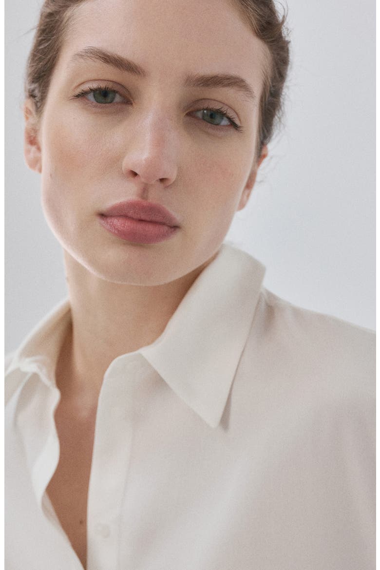 Straight Button-Up Shirt, Alternate, color, ECRU