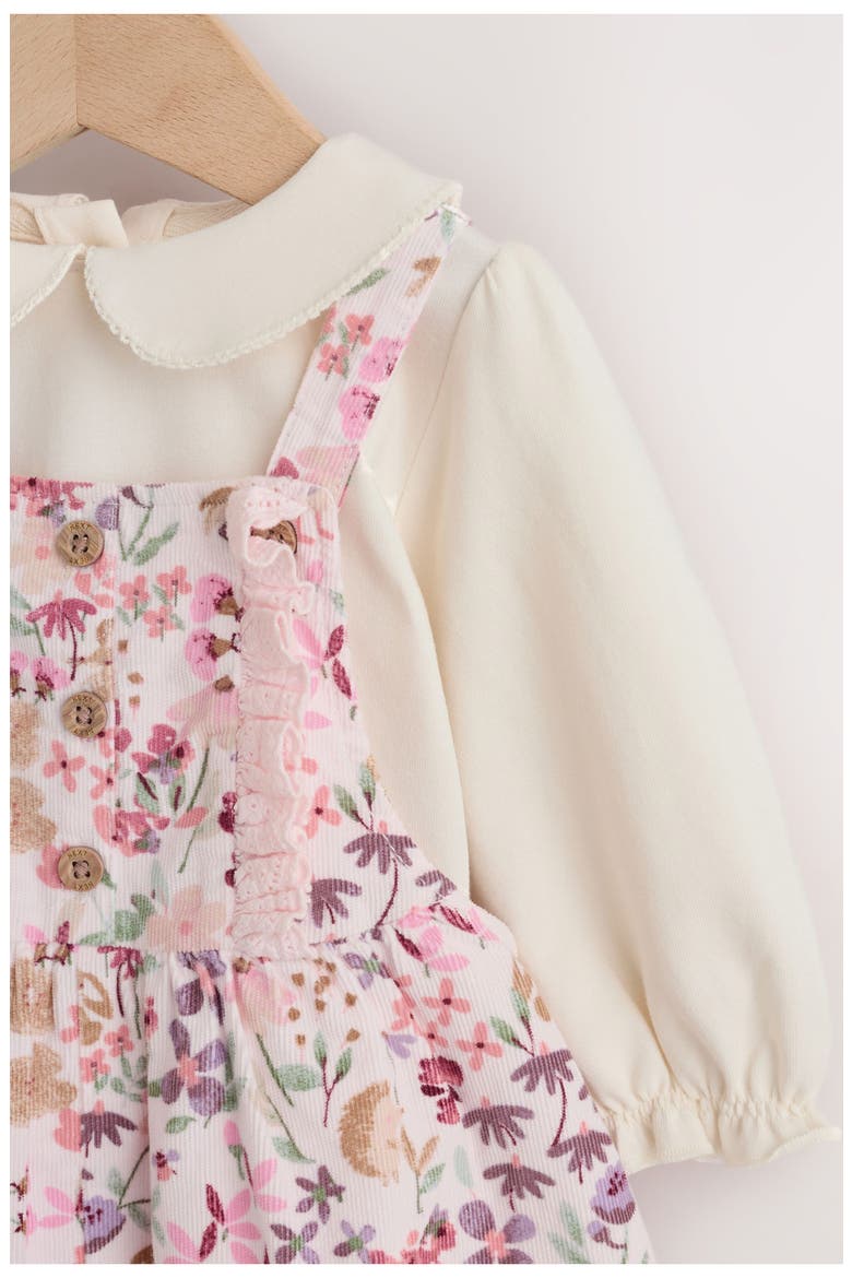 Kids' Floral Corduroy Dungarees & Bodysuit Set, Alternate, color, PINK